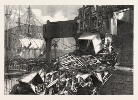 THE LATE CATASTROPHE ON THE VALE OF NEATH RAILWAY AT SWANSEA, UK, 1865
