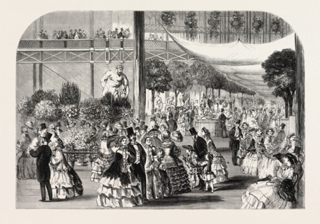 FLOWER SHOW AT THE CRYSTAL PALACE, LONDON, UK, 1857