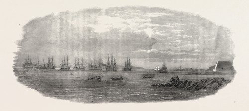 DEPARTURE OF THE OCEAN FRENCH FLEET FROM BREST, FRANCE, 1854; HERCULE, 100, TOWED BY CAFFARELLI,