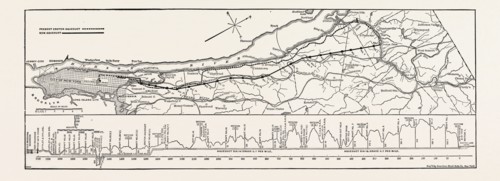 MAP AND PROFILE OF THE NEW AQUEDUCT, NEW YORK CITY, UNITED STATES OF AMERICA, USA, U.S., AMERICA,