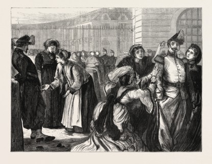 THE FRANCO-PRUSSIAN WAR: WOMEN TRYING TO SEE THE PRISONERS AT VERSAILLES, FRANCE, 1871