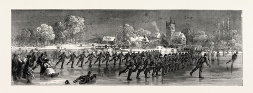 SKATING PARADE OF THE FIRST HUNTINGDONSHIRE RIFLE VOLUNTEERS, UK, 1871