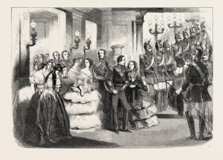 THE ROYAL AND IMPERIAL PARTY ASCENDING THE GRAND STAIRCASE OF THE PALACE OF SAINT CLOUD, FRANCE,