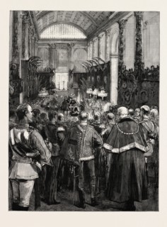 THE FUNERAL OF THE LATE EMPEROR WILLIAM AT BERLIN THE FUNERAL SERVICE AT THE CATHEDRAL GERMANY,