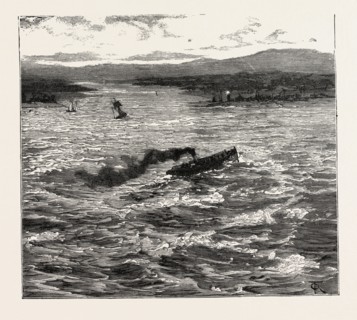 THE BAR AT THE MOUTH OF THE RIVER, LOOKING TOWARDS TUXPAN FROM THE GULF OF MEXICO, 1888 engraving