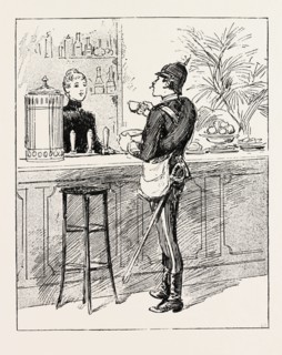 ARRIVING IN LONDON I JUST SWALLOW A CUP, UK, britain, united kingdom, u.k., great britain, 1888