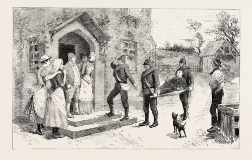BUT THE BEARERS, GETTING TIRED OF THEIR WORK, TOOK ME TO A FARM-HOUSE FOR A REST, PLEADING MY