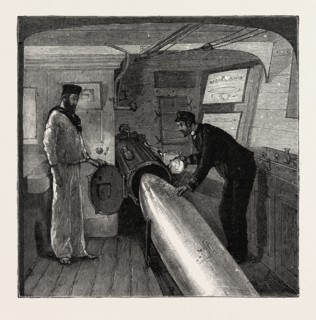 TORPEDO GUN BOAT, COMMANDER'S CABIN IN THE AFTER PART OF THE SHIP, 1888 engraving