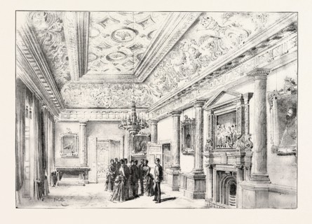 DUBLIN CASTLE, IRELAND, THE DINING ROOM, 1888 engraving