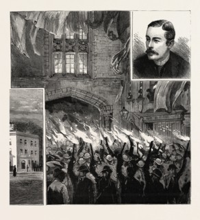 LORD SALISBURY AT CARNARVON, NORTH WALES, THE TORCHLIGHT PROCESSION PASSING UNDER THE GUILDHALL