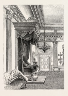 DUBLIN CASTLE IRELAND, THE THRONE ROOM, 1888 engraving