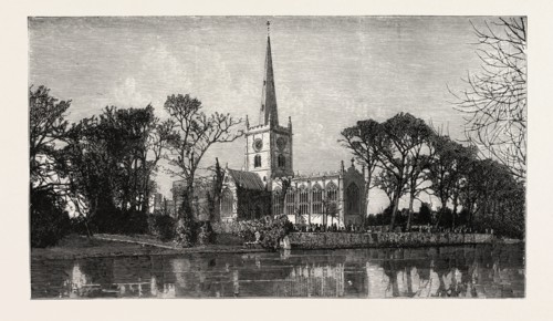 HOLY TRINITY CHURCH, IN HERE SHAKESPEARE IS BURIED From the River Avon, UK, britain, united