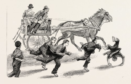 AN OUTSIDE CAR, 1888 engraving
