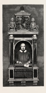 THE SHAKESPEARE MEMORIAL BUST AND TABLET, HOLY TRINITY CHURCH, STRATFORD-ON-AVON, UK, britain,