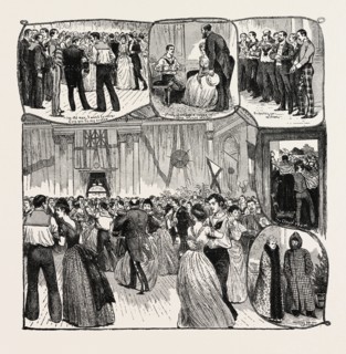 THE NAVAL VOLUNTEERS BALL HELD AT GLASGOW, engraving 1890, uk, britain, british, united kingdom,