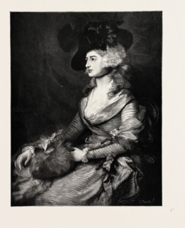MRS. SIDDONS, PAINTING BY GAINSBOROUGH, engraving 1890, uk, britain, british, united kingdom, great