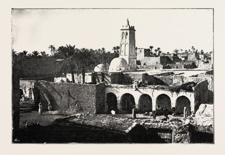 THE MOSQUE OF SIDI OKBA, ALGERIA, engraving 1890