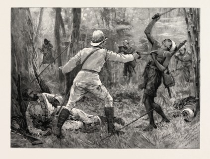 SURGEON CRIMMIN WINNING THE VICTORIA CROSS AT THE BATTLE OF NGA KYAING, BURMA, engraving 1890