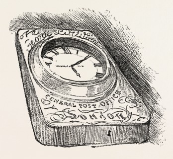 BOSTON AND HULL MAIL COACH CLOCK, engraving 1890