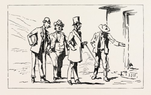 SWAZILAND, BEFORE DESCENDING A DIAMOND MINE, engraving 1890