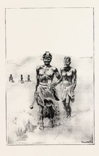 SWAZILAND, HIS LAST WALK, THE LORD HIGH EXECUTIONER AND A VICTIM, engraving 1890