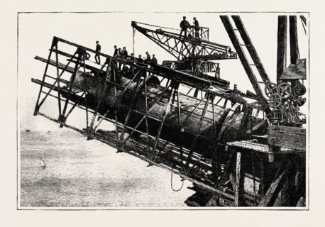 THE OPENING OF FORTH BRIDGE BY THE PRINCE OF WALES, BOTTOM MEMBER OF CANTILEVER IN COURSE OF
