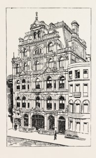 EXTERIOR OF THE MEISTERSINGERS CLUB, LONDON, engraving 1890, UK, U.K., Britain, British, Europe,