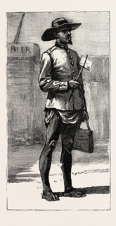 TRANSVAAL GOLD FIELDS, SOUTH AFRICA, THE MARABASTAD POST ARRIVES , engraving 1890