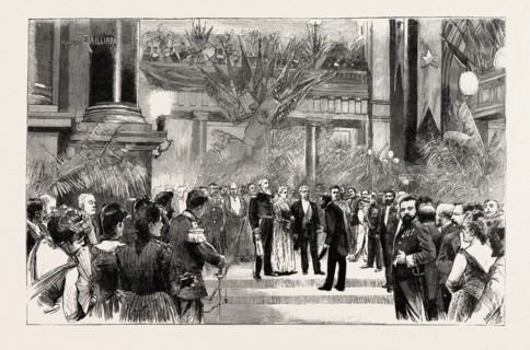 HOMAGE TO STANLEY, FETE GIVEN IN HONOUR OF THE EXPLORER  AT THE BOURSE, BRUSSELS, BELGIUM,