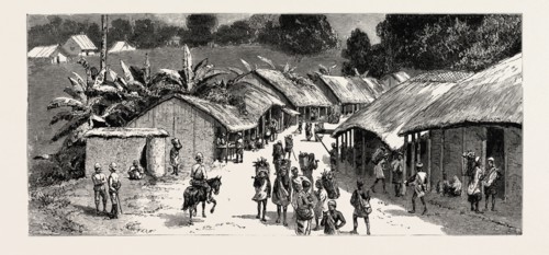 THE CHIN LUSHAI EXPEDITIONARY FORCE, THE BAZAAR AT DEMAGIRI, engraving 1890