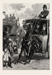 OF DANGER ALL UNCONSCIOUS, COACH AND HORSE, engraving 1890