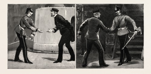 EXPERIENCES OF A MARINE SUBALTERN ON JOINING HIS SHIP, engraving 1890