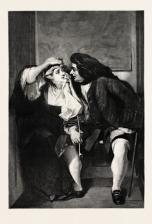 UNCLE TOBY AND WIDOW WADMAN, PICTURE BY C.R. LESLIE, engraving 1890