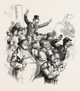 THROWING PENNIES FROM THE STEAMER, engraving 1890