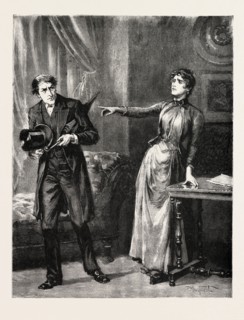 DRAWN BY PERCY MACOUOID, Leave my house, Percy Macquoid, 1852-1925, was an English artist and