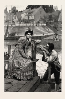NONE SO DEAF AS THOSE WHO WON'T HEAR, picture by E. Blair Leighton, engraving 1890, engraved image,