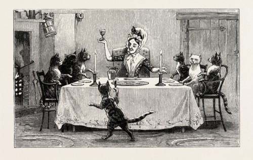 You see them arrived at their Dame's welcome door, They show her their presents, and all their good