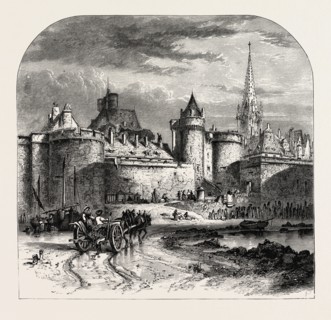 St. Malo, from the Sands, NORMANDY AND BRITTANY, FRANCE, 19th century engraving