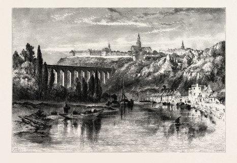 DINAN, BELGIUM, 19th century engraving