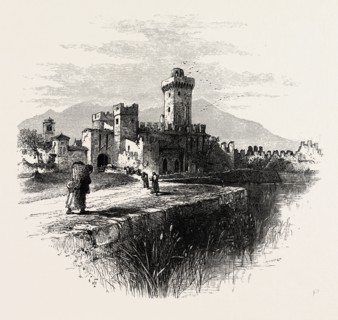 Castle of Sermione, Lago di Garda, the Italian lakes, Italy, 19th century engraving