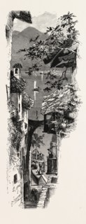 A street at Varenna, the Italian lakes, Italy, 19th century engraving
