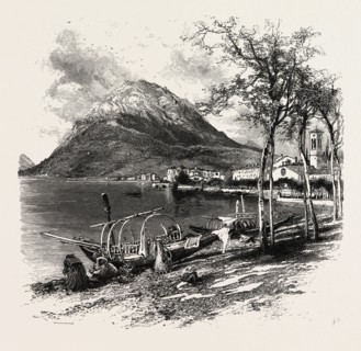 Lugano and Monte Salvatore, the Italian lakes, Italy, 19th century engraving