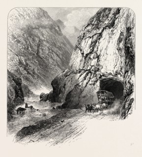 Tunnel on the St. Gothard Road, near Andermatt, Switzerland, the passes of the alps, 19th century