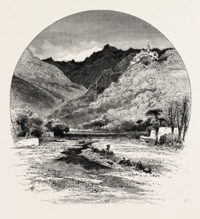 Bussana, the Cornice road, Liguria, Italy, 19th century engraving