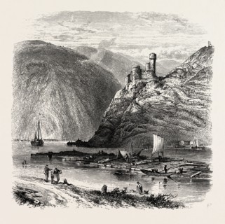 View from Bingen, the Rhine, Germany, 19th century engraving