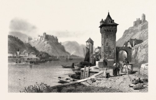 SANKT GOAR, ON THE BANK OF THE RHINE, GERMANY, 19th century engraving