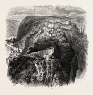 The Castle of Rheinfels, the Rhine, Germany, 19th century engraving