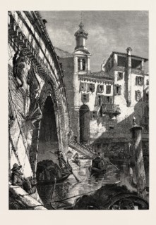 OFF THE RIALTO, VENICE, ITALY, 19th century engraving