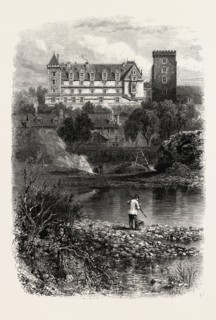 THE CHATEAU OF PAU, THE PYRENEES, FRANCE, 19th century engraving