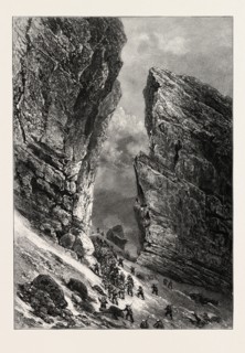 THE BRECHE DE ROLAND, THE PYRENEES, FRANCE, 19th century engraving